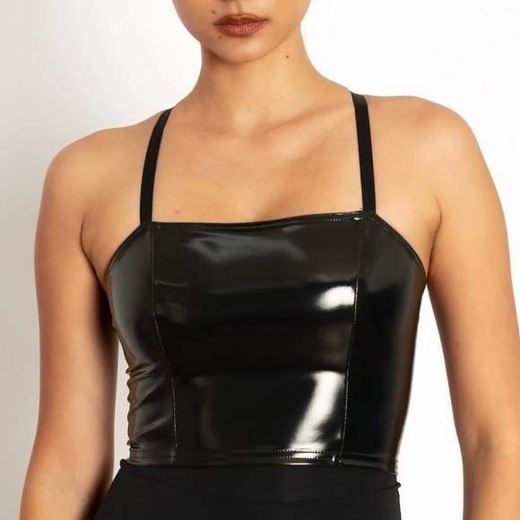 Blackmilk Batwing PVC bustier crop top black faux latex bats Halloween - size L - Picture 9 of 11